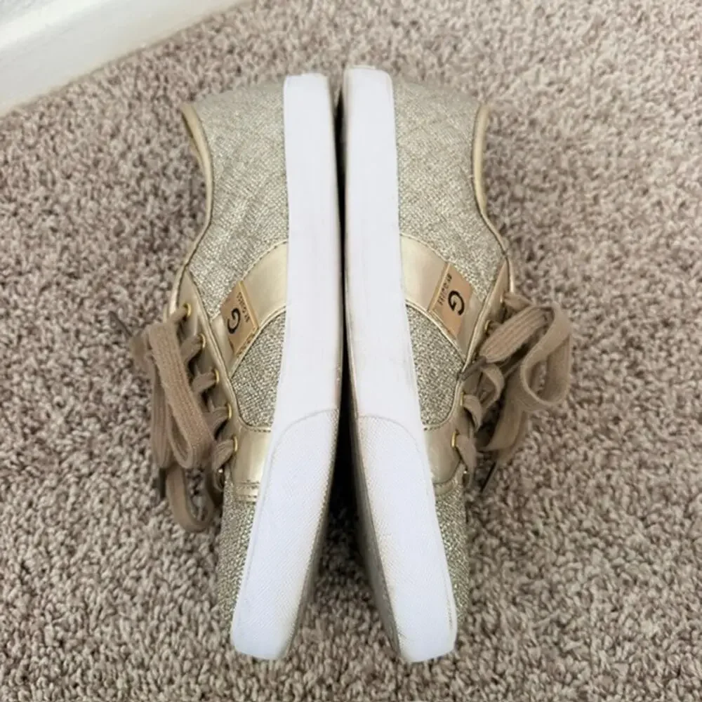 G by Guess Gold Quilted Sparkle Lace Up Sneakers Women's 10 GGBackers3 Shimmer